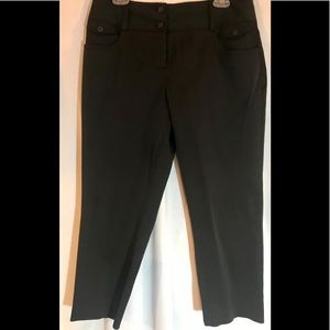 Black Crop Button Pants with Pockets